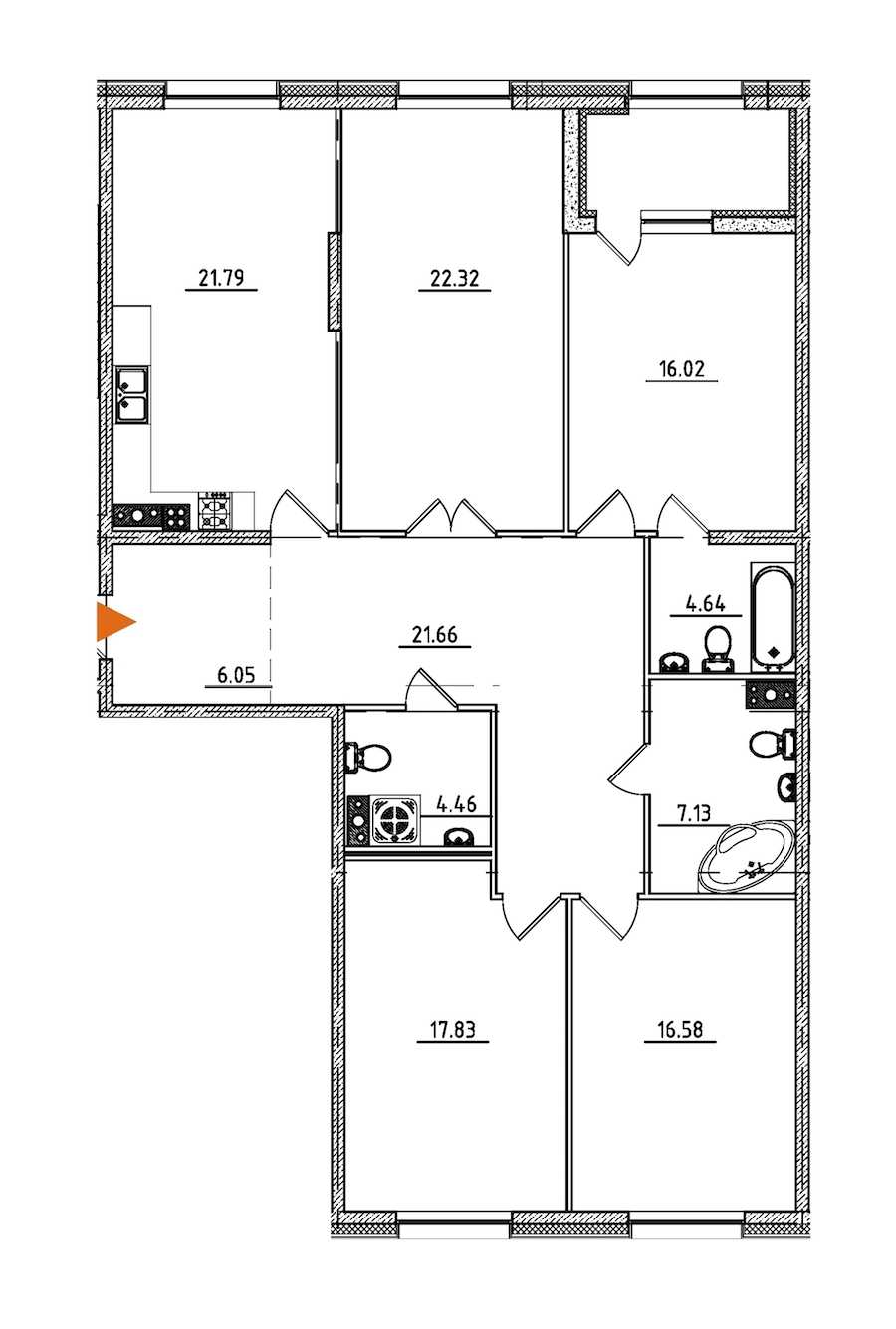Четырехкомнатная квартира в : площадь 140.93 м2 , этаж: 5 – купить в Санкт-Петербурге